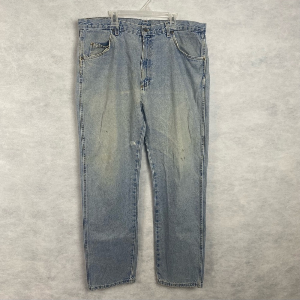 Vintage Wrangler Regular Fit Cowboy Blue Denim Jeans Men's Size 38x30.5 Stained